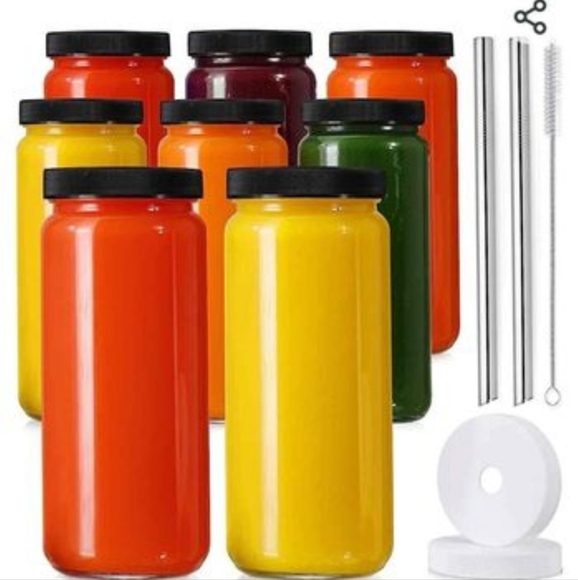 New 8 pk. 16 oz. Mason drinking jars with lids and straws. - Picture 1 of 5